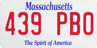 MA license plate 439PB0