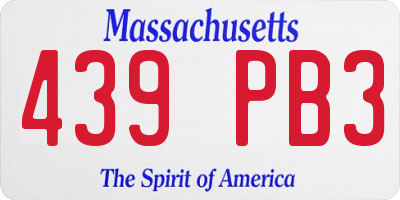 MA license plate 439PB3