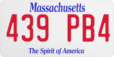 MA license plate 439PB4