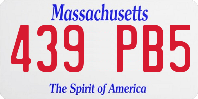 MA license plate 439PB5