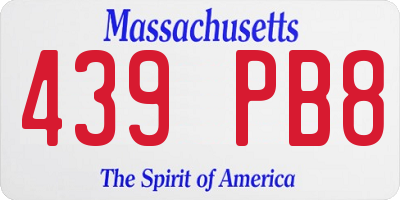 MA license plate 439PB8