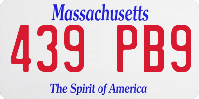 MA license plate 439PB9