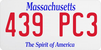 MA license plate 439PC3