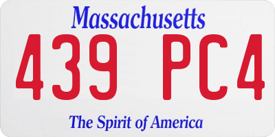 MA license plate 439PC4
