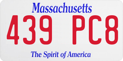 MA license plate 439PC8