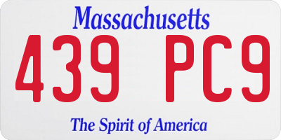 MA license plate 439PC9