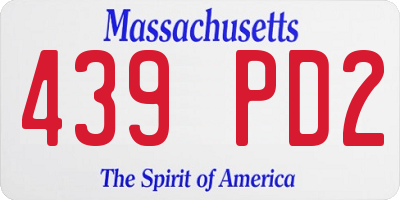 MA license plate 439PD2