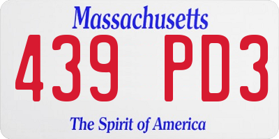 MA license plate 439PD3