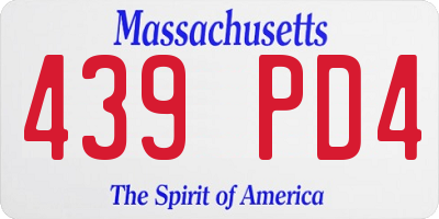 MA license plate 439PD4