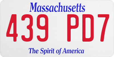 MA license plate 439PD7