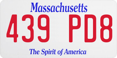 MA license plate 439PD8