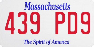 MA license plate 439PD9