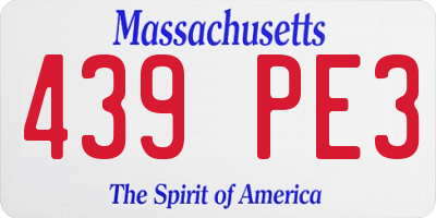 MA license plate 439PE3