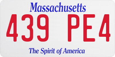 MA license plate 439PE4