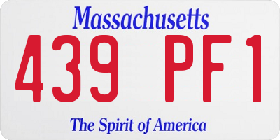 MA license plate 439PF1