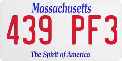MA license plate 439PF3