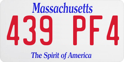 MA license plate 439PF4