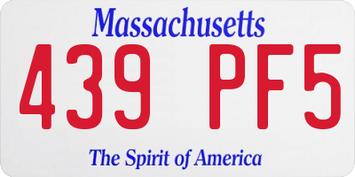 MA license plate 439PF5