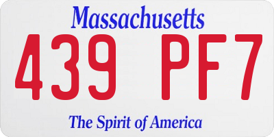 MA license plate 439PF7