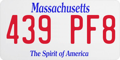 MA license plate 439PF8