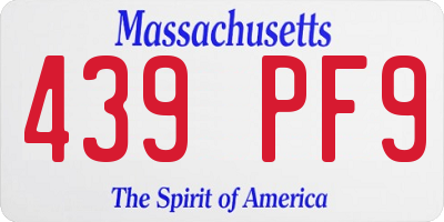 MA license plate 439PF9