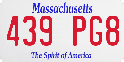 MA license plate 439PG8