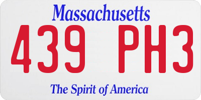 MA license plate 439PH3