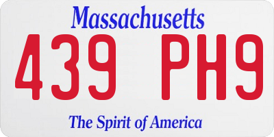 MA license plate 439PH9