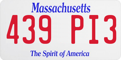 MA license plate 439PI3