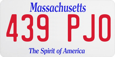 MA license plate 439PJ0