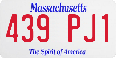 MA license plate 439PJ1