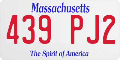 MA license plate 439PJ2