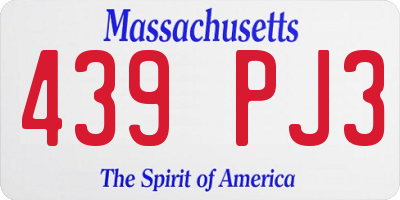 MA license plate 439PJ3