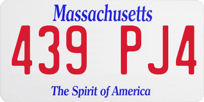 MA license plate 439PJ4