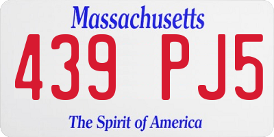 MA license plate 439PJ5