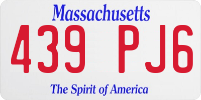 MA license plate 439PJ6