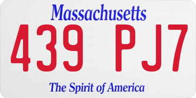 MA license plate 439PJ7