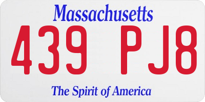 MA license plate 439PJ8