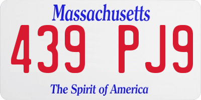 MA license plate 439PJ9