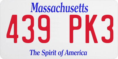 MA license plate 439PK3