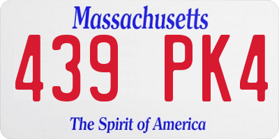 MA license plate 439PK4