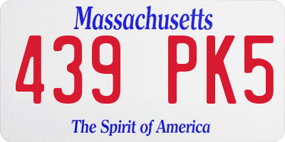 MA license plate 439PK5