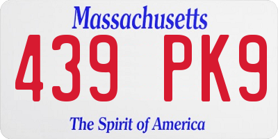 MA license plate 439PK9