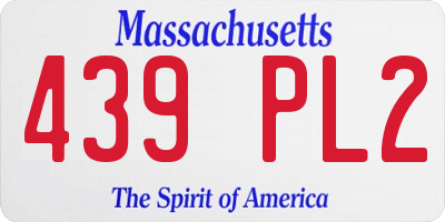 MA license plate 439PL2