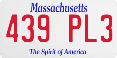 MA license plate 439PL3