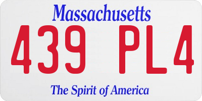 MA license plate 439PL4