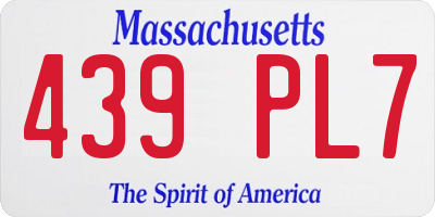 MA license plate 439PL7