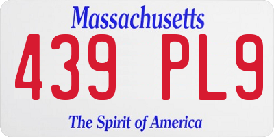 MA license plate 439PL9