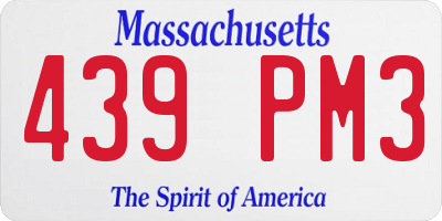 MA license plate 439PM3