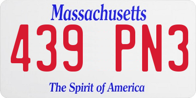 MA license plate 439PN3